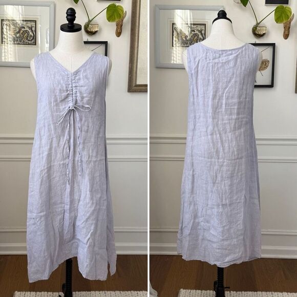 Puro Lino Pastel Lavender 100% Linen Shift Dress OSFM - Picture 1 of 7